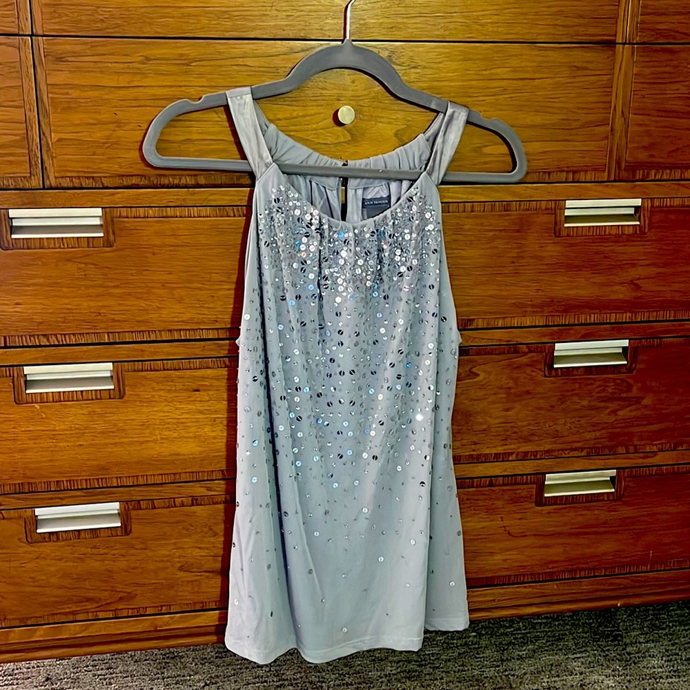 Ann Taylor sequin sleeveless top grey XL